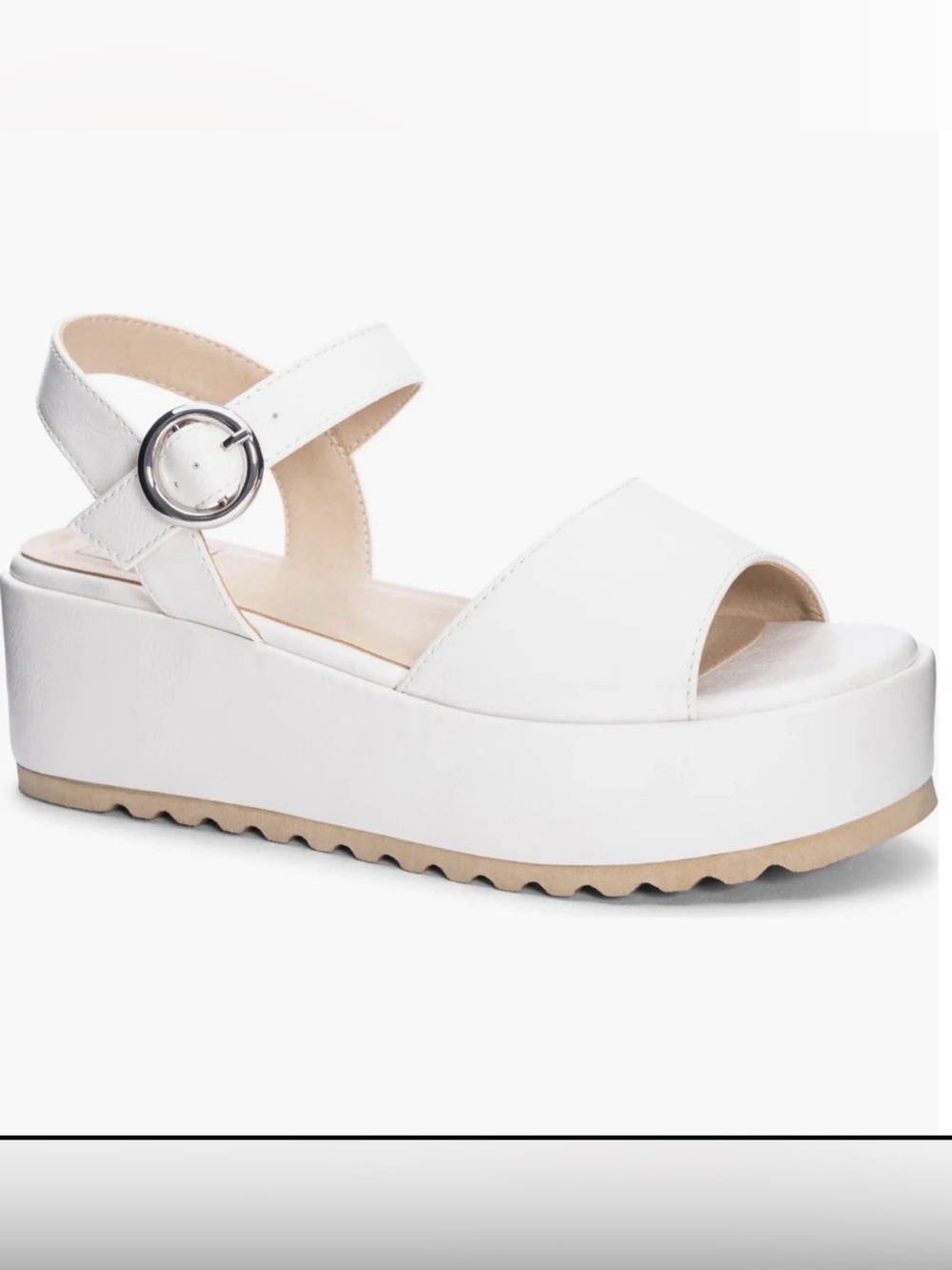 Dirty laundry White Platform Sandal with Buckle Strap Size 8